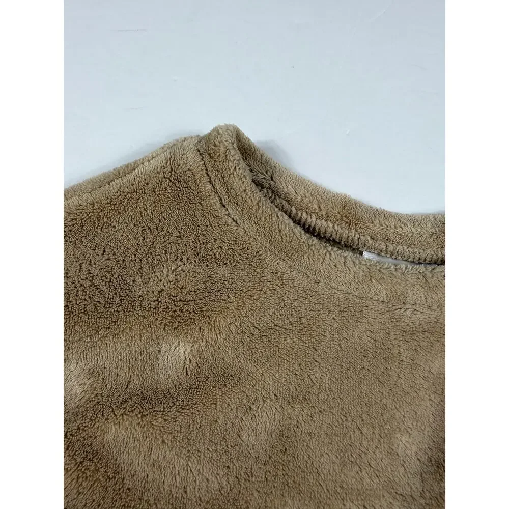 Gap Kids Cozy Plush Sleep Top Tan Girls Size 6 Soft Fleece Pajama Shirt